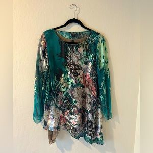 Citron silk, floral blouse🌙